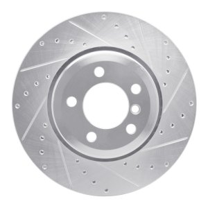 BMW 750LI Brake Rotor (1) - Rear Right - R1 Concepts - Drilled & Slotted - Silver - `05-`08